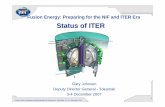 Fusion Energy: Preparing for the NIF and ITER Era Status of ITER