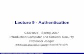 Lecture 9 - Authentication - Penn State University
