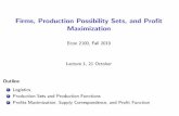 Firms, Production Possibility Sets, and Pro–t Maximization