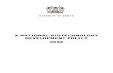 A NATIONAL BIOTECHNOLOGY DEVELOPMENT POLICY 2006