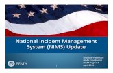 National Incident Management System (NIMS) Update National