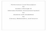 Performance Level Descriptors for Grades 3 through 11