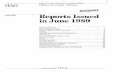 Reports Issued in June 1989 - GAO
