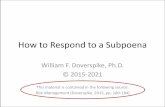 How to Respond to a Subpoena - Dr. William Doverspike