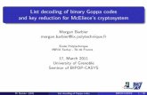 List decoding of binary Goppa codes and key reduction for ...