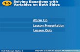 1-5 Solving Equations with Variables on Both Sides