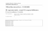 Mathematics 3104B Exponents and Logarithms