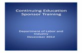 Continuing Education Training for Sponsors