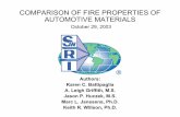 COMPARISON OF FIRE PROPERTIES OF AUTOMOTIVE MATERIALS