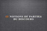 II/ NOTIONS DE PARTIES DU DISCOURS