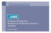 Financial Exclusion Summary Presentation - ANZ