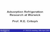 Adsorption Refrigeration Research at Warwick Prof. R.E ...