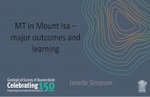 MT in Mount Isa major outcomes and learning