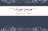 Grade 12 Literacy Assessment STUDENT EXEMPLARS