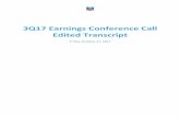 3Q17 Earnings Conference Call Edited Transcript