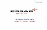 Whistleblower Policy For Essar Power Limited