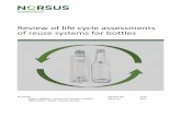 Review of life cycle assessments of reuse systems for bottles