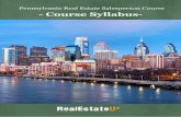 Pennsylvania Real Estate Salesperson Course Course Syllabus