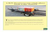 6.5KW Diesel Generator (single phase) Small Trailer Mounted