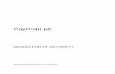 Delegation of Authority - PayPoint plc
