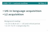 UG in language acquisition • L2 acquisition