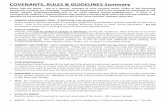 COVENANTS, RULES & GUIDELINES Summary