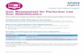 User Management for Performer List User Administrators