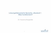 Lösungsfokussierte Sprache „Deutsch“: Was funktioniert?