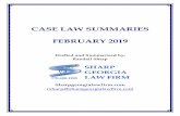 CASE LAW SUMMARIES FEBRUARY 2019