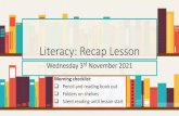 Literacy: Recap Lesson