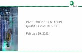 INVESTOR PRESENTATION Q4 and FY 2020 RESULTS February …