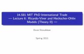 MIT PhD International Trade 6: Ricardo-Viner and Heckscher ...