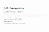 RSA Cryptosystem - MA 623 Number Theory