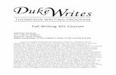 Fall Writing 101 Courses