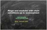 Rings and modules with chain conditions up to isomorphism