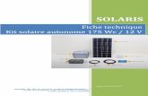 Fiche technique Kit solaire autonome 175 Wc / 12 V