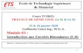 Cours TCH025: TRAVAUX DE GÉNIE CIVIL Gr 01 & Gr 02 15 & 16 ...