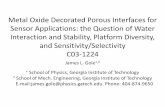 Metal Oxide Decorated Porous Interfaces for Sensor ...