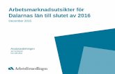 Arbetsmarknadsutsikter för Dalarnas län till slutet av 2016