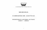 MEMORIA COMISIÓN DE JUSTICIA PERÍODO LEGISLATIVO 2001 - …
