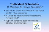 1 Individual Schedules â€œA Routine to Teach Flexibilityâ€‌ Visuals to show activities that will occur and in what sequence A visual to help students understand