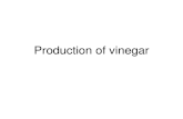 Production of vinegar. What is vinegar? Vinegar is a product resulting from the conversion of alcohol to acetic acid by acetic acid bacteria, Acetobacter