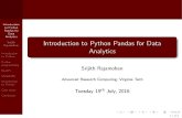 Introduction to Python Pandas for Data Analytics to Python Pandas for Data Analytics Srijith Rajamohan Introduction to Python Python programming NumPy Matplotlib Introduction to Pandas