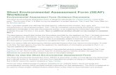 Short Environmental Assessment Form (SEAF) Short Environmental Assessment Form (SEAF) Workbook Environmental Assessment Form Guidance Documents The Short Environmental Assessment Form