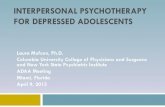 INTERPERSONAL PSYCHOTHERAPY FOR DEPRESSED ADOLESCENTS .2018-02-20  INTERPERSONAL PSYCHOTHERAPY