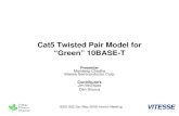Cat5 Twisted Pair Model for 'Greeen' 10BASE-T 802.3az May 2008 Interim Meeting 1 Cat5 Twisted Pair Model