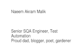 Naeem Akram Malik, Sr. Software Engineer & SQA Analyst