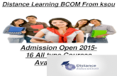 B.COM> Admission 2015-16 Distance Learning Education Courses in   India