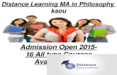 M.SC >Admission 2015-16 Distance Learning Education Courses in India