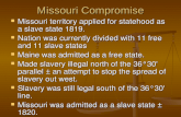 Missouri Compromise Missouri territory applied for statehood as a slave state 1819. Missouri territory applied for statehood as a slave state 1819. Nation